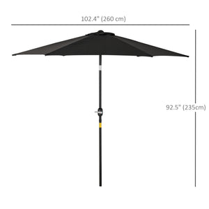 8.5-foot round parasol with crank and tilting canopy, black 