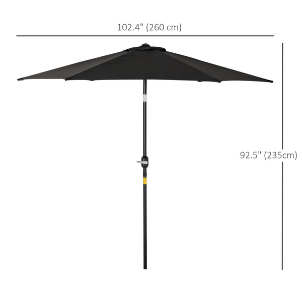 8.5-foot round parasol with crank and tilting canopy, black 