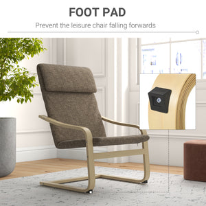 Upholstered accent chair with armrests and wooden frame – Dark brown