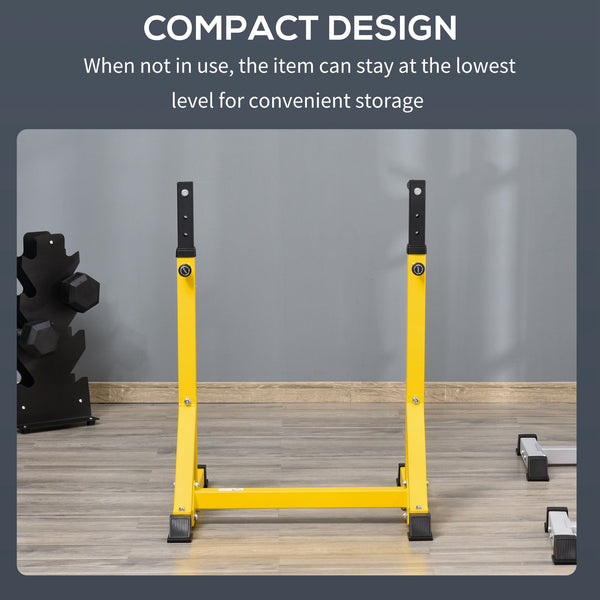 Soozier Dip Station, Body Press Parallel Bar with 10 Adjustable Height, Home Gym Workout Trainer Dip Bar, Yellow