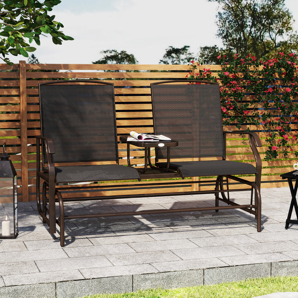 2 Person Outdoor Rocking Chair Garden Bench Black