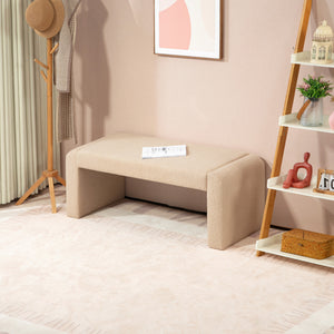 Upholstered bedroom bench, light brown