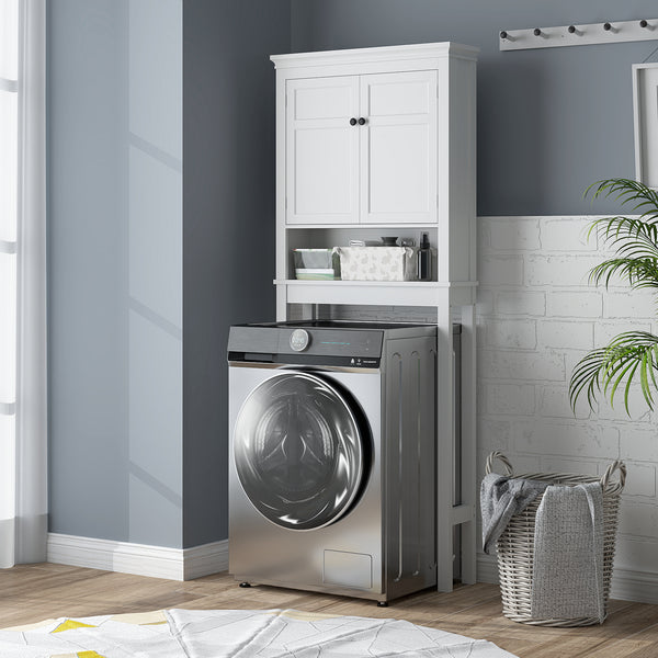 Meuble de rangement à 3 niveaux pour salle de bain avec étagère réglable, blanc
