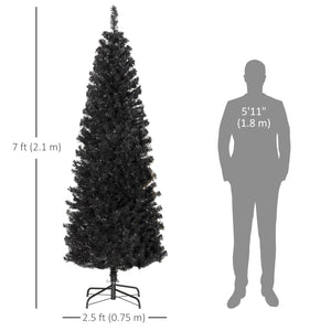 7ft Black Artificial Christmas Tree with Automatic Opening