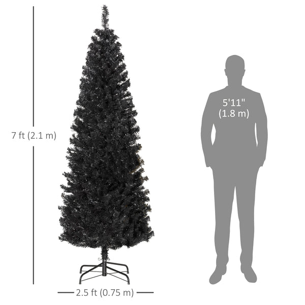 7ft Black Artificial Christmas Tree with Automatic Opening