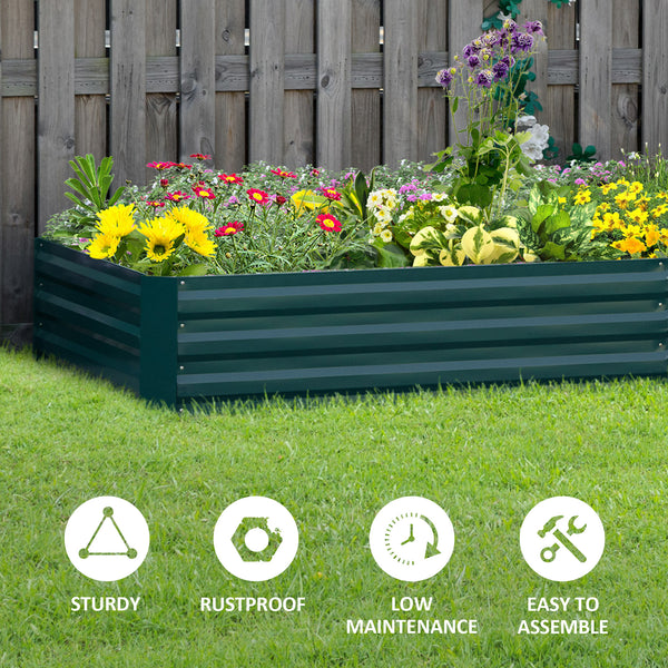 Galvanized raised planter, green
