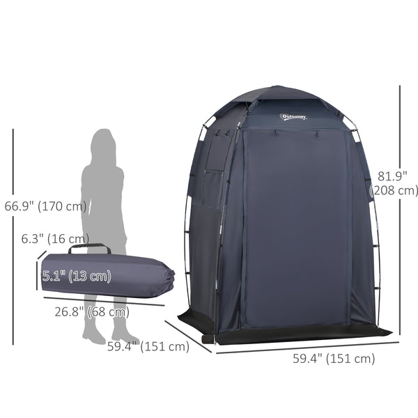 Shower Tent 60" x 60" x 82" Extra Large, Portable Privacy Camping Shelter with Windows and Ground Sheet, Dark Blue