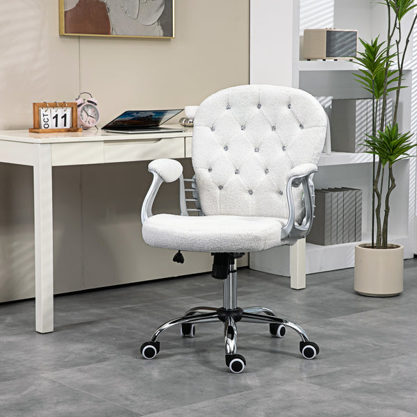 Office chair with adjustable height and padded backrest, white
