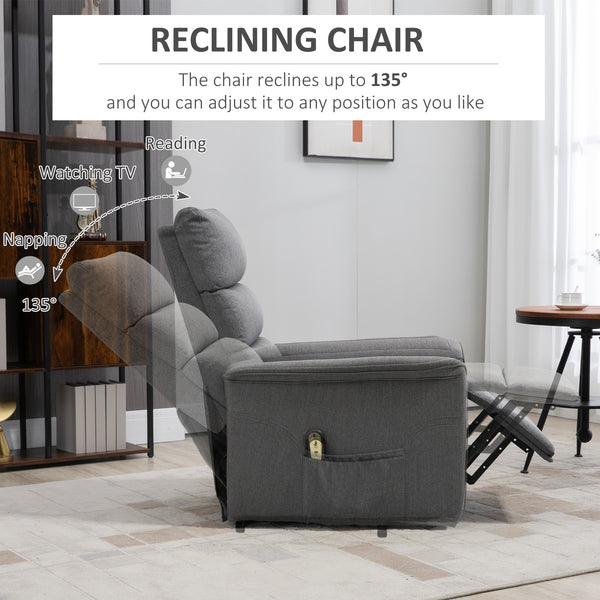 Electric Recliner Lift Chair for Seniors with Remote Control, Dark Grey