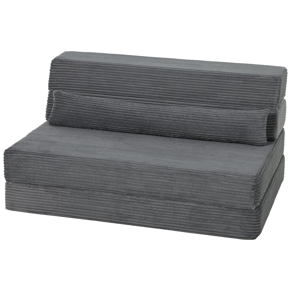 39" Dark Grey Corduroy Folding Floor Sofa