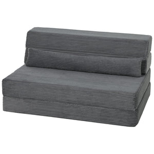 39" Dark Grey Corduroy Folding Floor Sofa