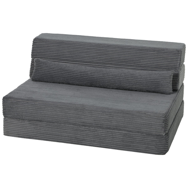 39" Dark Grey Corduroy Folding Floor Sofa