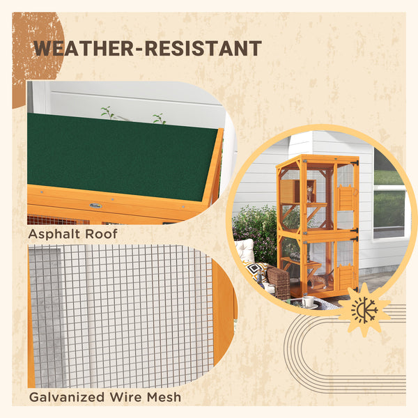 Raised enclosure with wheels, resting tray, water-resistant, orange