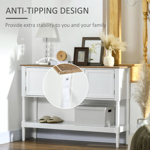 Vintage console table with 2 drawers and storage, white