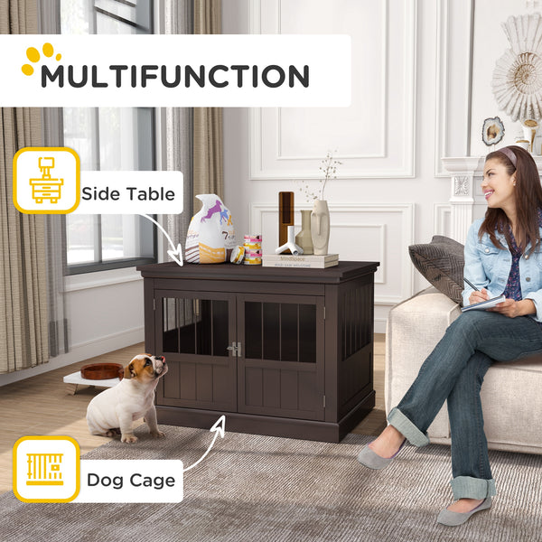 31-inch cage cabinet with three doors, coffee color