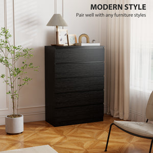 5-drawer dresser for bedroom, black