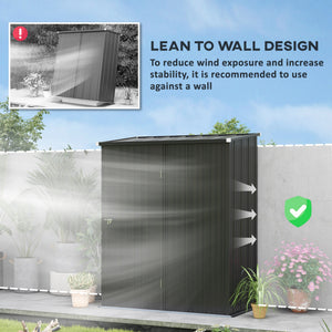 Steel garden shed with single lockable door, black