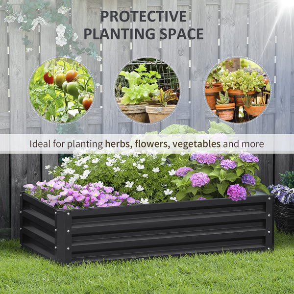 Galvanized raised planter, grey