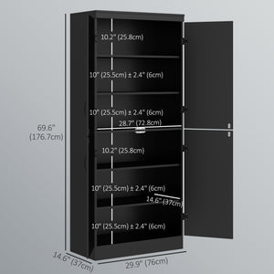 4-door storage unit with adjustable shelves, black