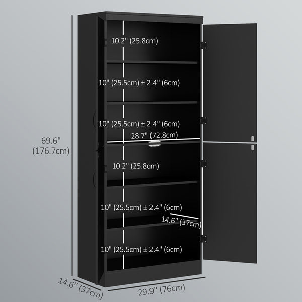 4-door storage unit with adjustable shelves, black