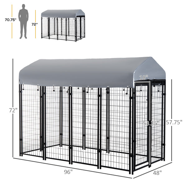 Dog kennel with waterproof and UV-resistant cover