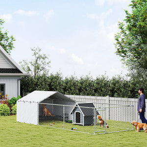 Galvanized steel kennel with waterproof cover
