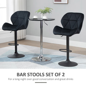 Set of 2 armless bar stools, black