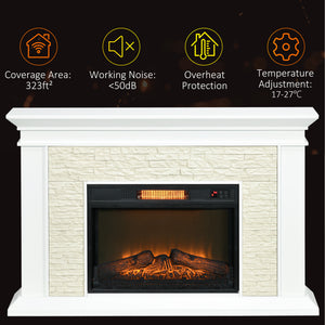 1400W Electric Fireplace with White Mantel