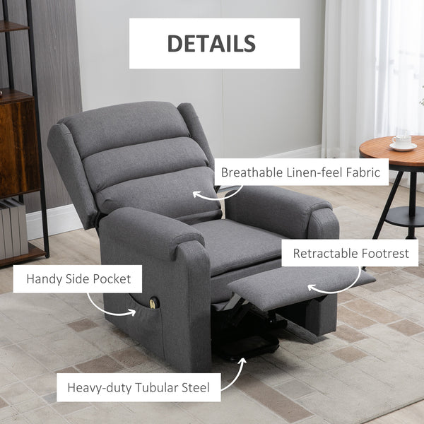 Lift chair for the elderly with footrest, gray