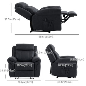 Manual recliner chair with vibration massage, black