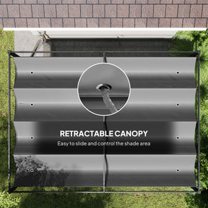 10 x 13 terrace pergola with retractable awning, dark grey