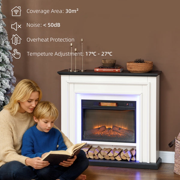 41 inch Electric Fireplace with Mantel, 1400W with 3D Flame Effect