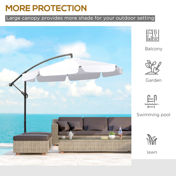 9-foot cantilever parasol with easy tilt adjustment, white