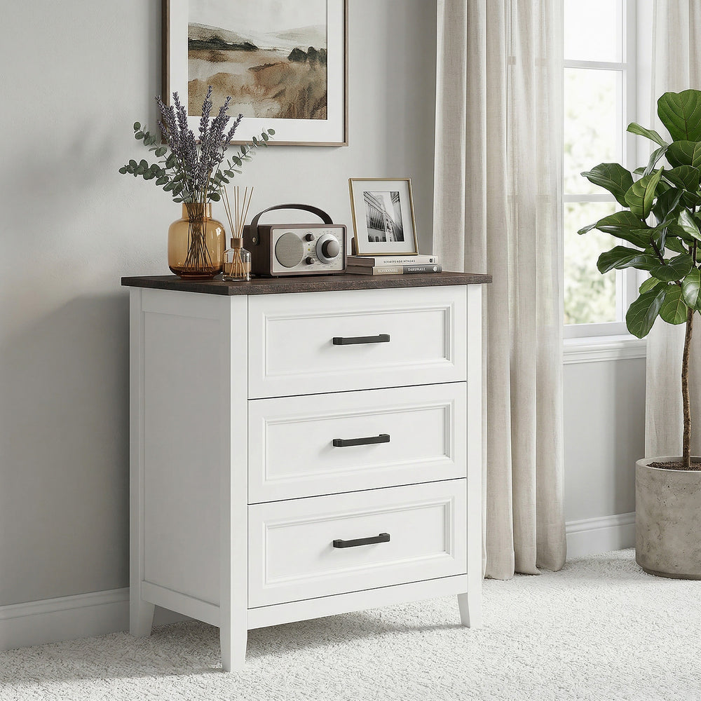 3-drawer chest for bedroom, white