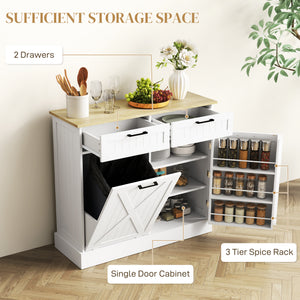 10-gallon trash cabinet with tilt-out drawers, white
