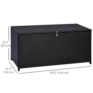 75 Gallon Outdoor Wicker Storage Box with Gas Lift, Dark Brown