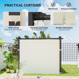 Metal pergola with sliding roof, retractable pergola, 3 m x 3 m, beige