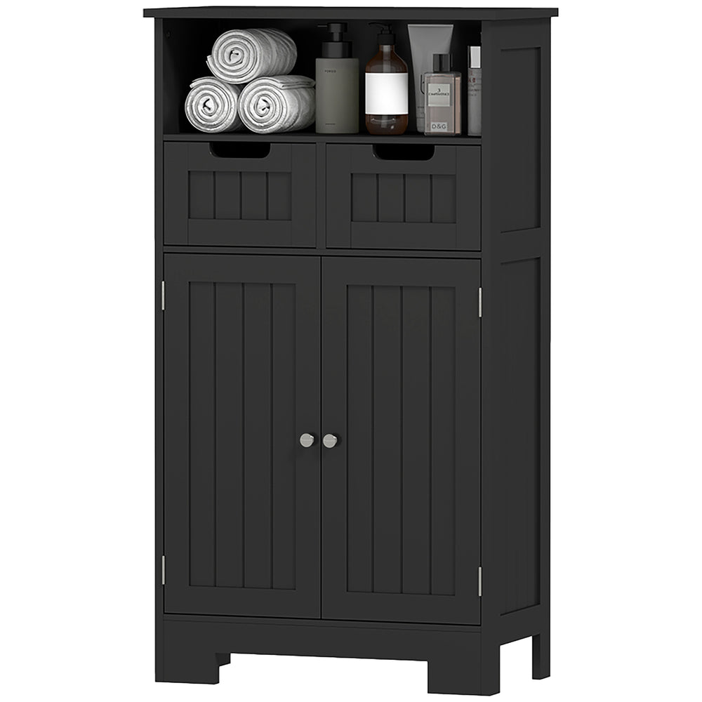Kleankin Freestanding Bathroom Cabinet with Adjustable Shelf and Drawers, Small Bathroom Vanity, Living Room, Black 