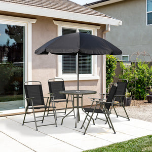 6-piece outdoor dining set for 4 people with parasol