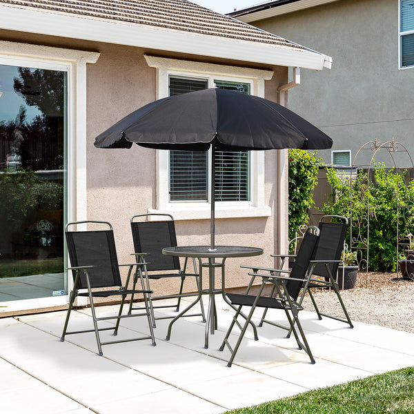 6-piece outdoor dining set for 4 people with parasol