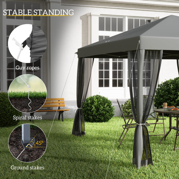 10' x 10' Gazebo with Removable Side Netting and Carry Bag for Outdoor Patio, Light Gray