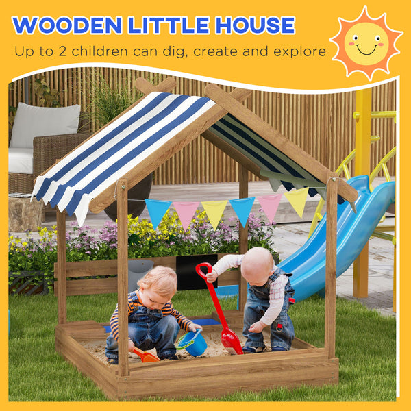 Wooden outdoor sandbox with lid, brown