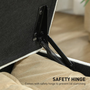 Storage Ottoman Bench with Safety Hinges, Cream White