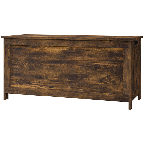 Storage chest with 2 safety hinges, rustic brown