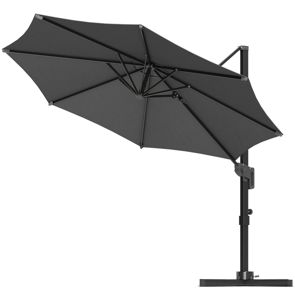 10-foot cantilever parasol with aluminum pole and adjustable tilt, grey