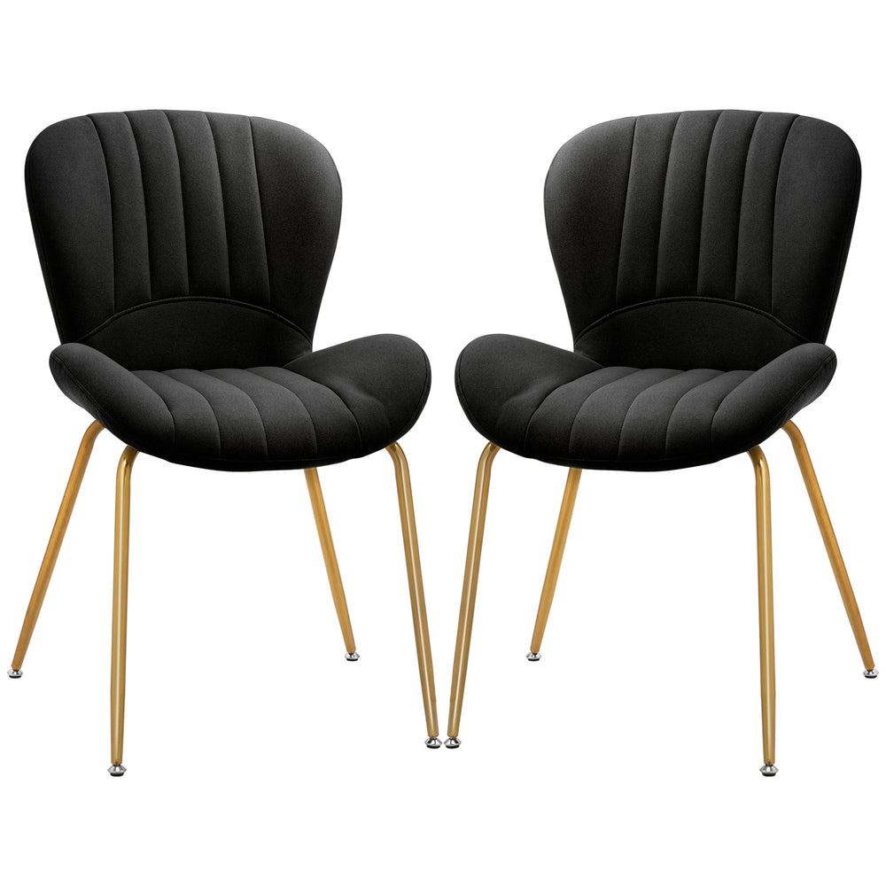 Lot de 2 chaises de salle à manger noires avec assise et dossier rembourrés, au design épuré et confortable, parfaites pour une salle à manger moderne ou classique