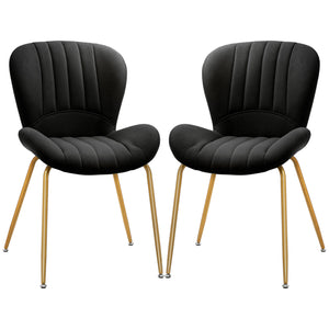 Set of 2 dining chairs with upholstered backrest, black