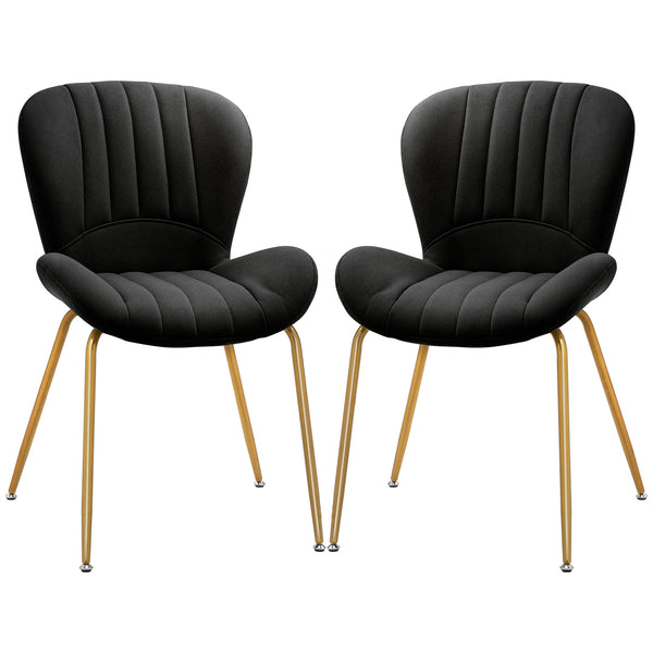 Set of 2 dining chairs with upholstered backrest, black