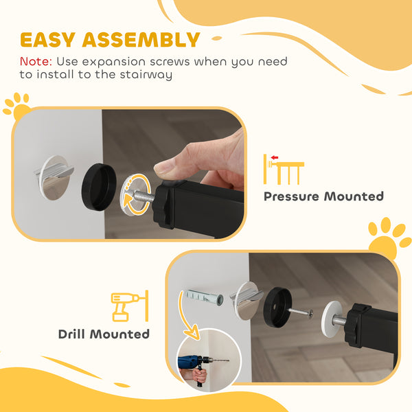 Pressure-mounted pet safety gate, black