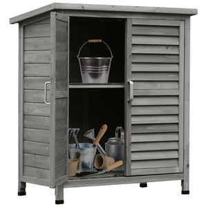 Wooden garden shed with 2 doors, grey
